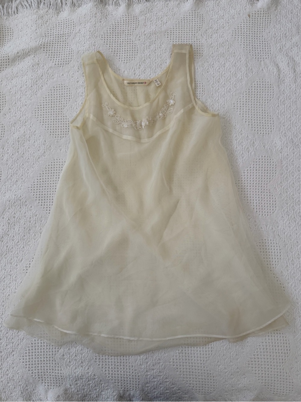 Victoria's Secret Cream Sheer Embroidered Chiffon Camisole